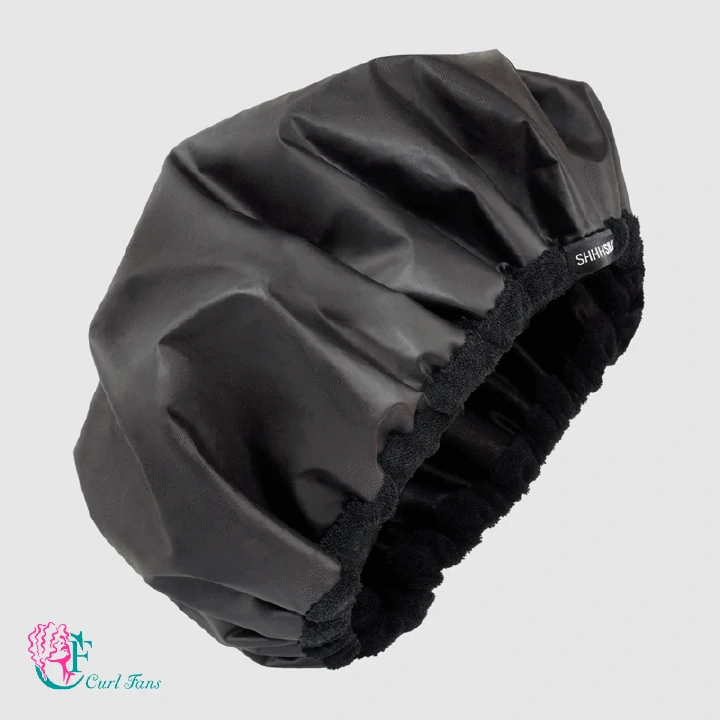 Black Silk Lined Shower Cap 